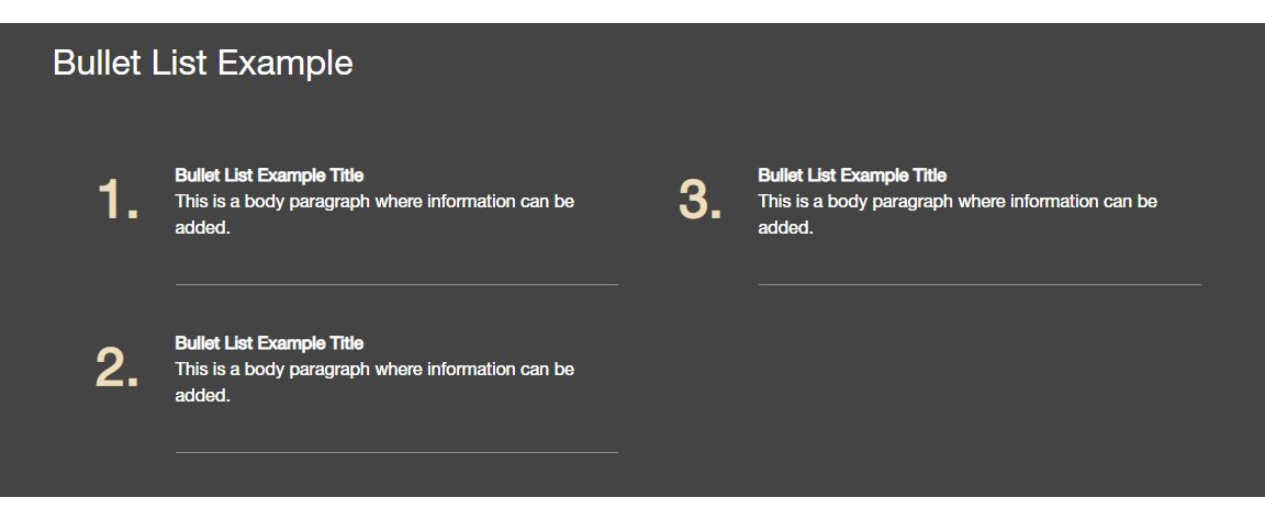 Bullet List Example Screenshot