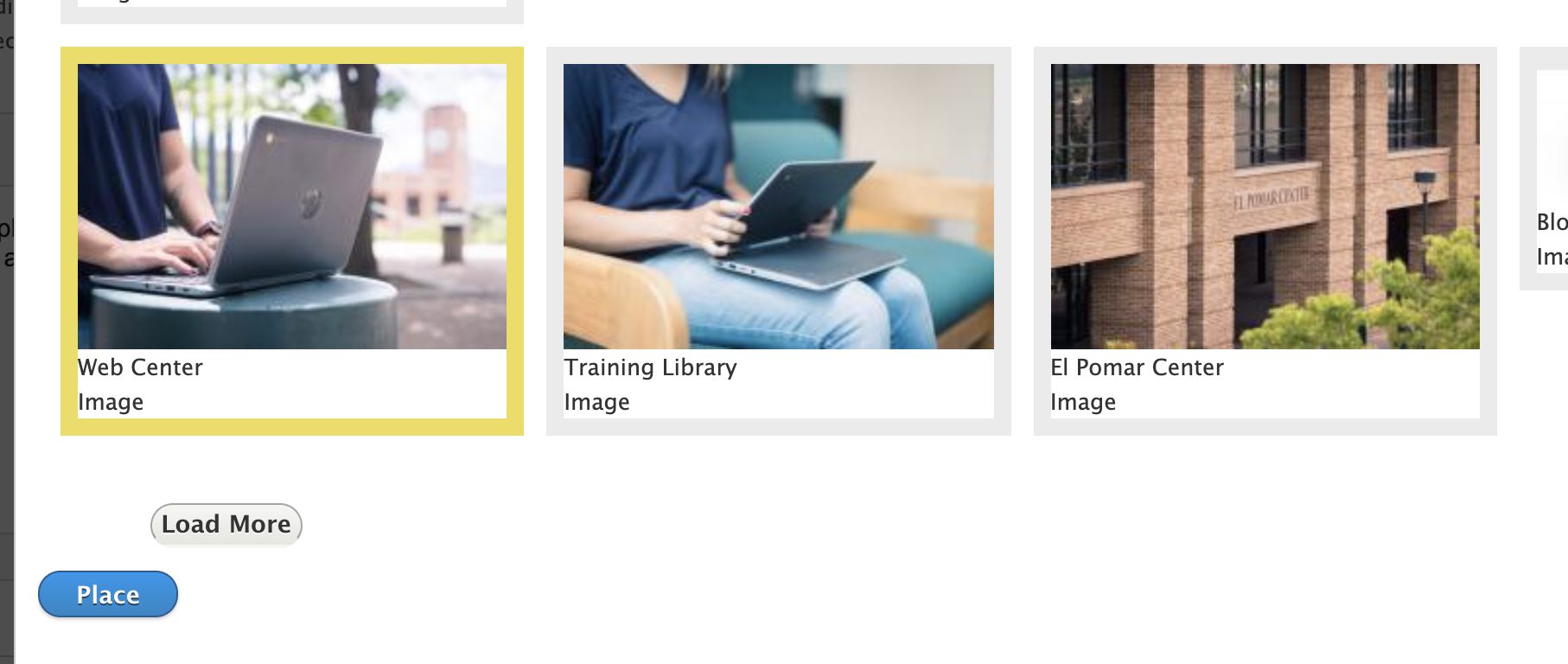 selecting and placing an image from the Media Library